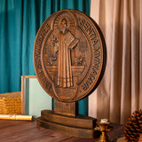 Saint Benedict Double Side Tabletop Plaque
