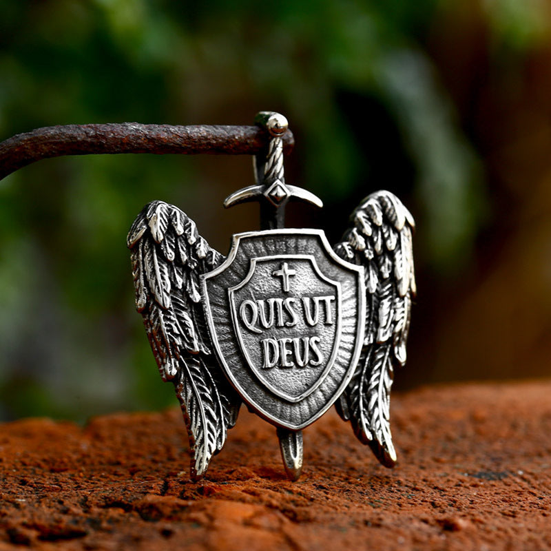 St Michael's Archangel Shield Stainless Steel Necklace