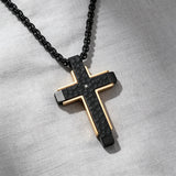 Hammered Two-Tone Stainless Steel Cross Necklace – Strength, Faith & Rugged Elegance