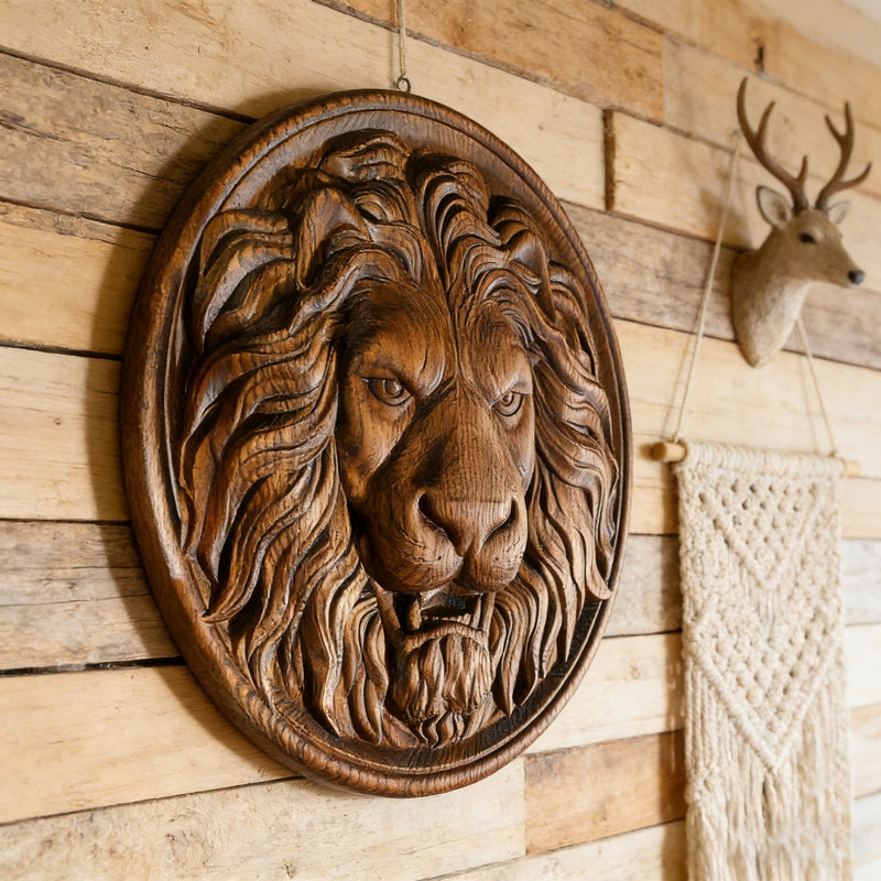 Lion Head Wooden Wall Art: Symbol of Christ the Lion of Judah