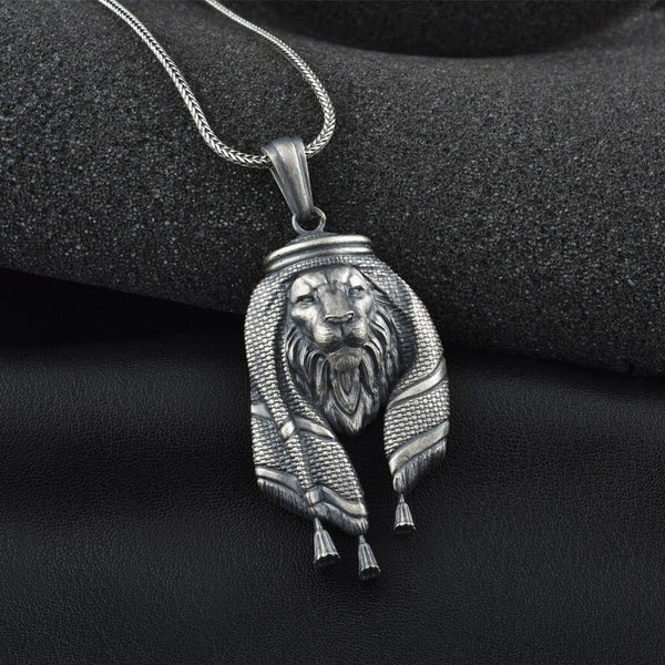 Pure Tin Arabic Lion Head Necklace