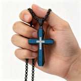 Brushed & Faceted Titanium Steel Cross Necklace – Modern Faith, Bold Devotion
