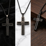 Modern Cable Wire Inlay Cross Pendant Necklace