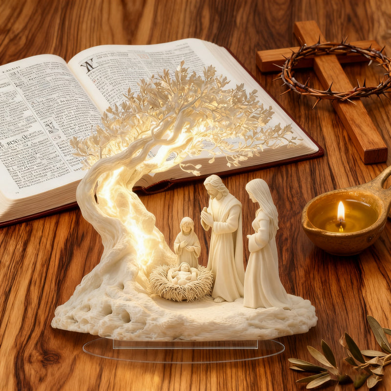 ✨ Nativity Tree of Life Acrylic Desktop Decor: A Christian Symbol of Christmas Grace & Eternal Roots