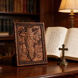 Natural Ash Wood Magician Carved Art: Whimsy Woven in Warm Wood