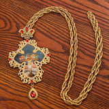 Gilded Leaf-Edged Jesus Crucifix Necklace: Elegance Woven with Faith