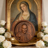 Pope Francis Hand-Carved Beechwood Wall Plaque