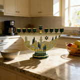 Hand-Painted Jerusalem Holy City Menorah: Light Up the Spirit of the Sacred City