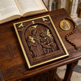 Beechwood Holy Family Wall Hanging: Carving Devotion in Wood, Bringing Sacred Warmth