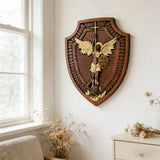 Guardian Michael Wood Carving - Handcrafted Spiritual Shield & Heirloom Gift