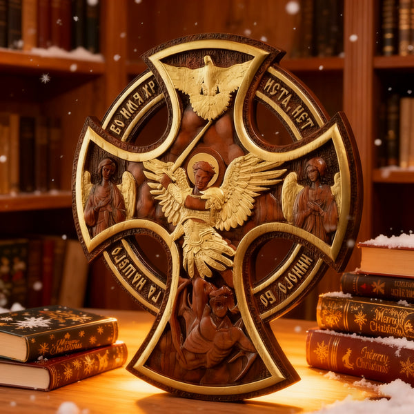 Orthodox Archangel Michael Wooden Sculpture - Gives Us Strength and Courage to Move Forward