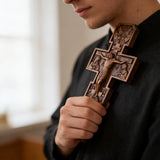 Eastern Orthodox Crucifixion Cross Wall Decor - Faith & Redemption Theme Wooden Carved Wall Hanging