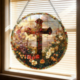 Stained Glass Cross Acrylic Suncatcher: A Christian Symbol of Beauty & Redemption