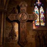 Wooden crucifix of the Virgin, Virgin Mary, Baby Jesus, religious wooden icon, wall crucifix, wall decoration