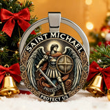 Saint Michael Defender Glass Keychain: Carry His Protection in Your Pocket