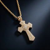Iced Baguette & Round CZ Cross Pendant Necklace – Faith, Luxury & Statement Style