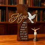 Ornate "Love" "Faith" "Hope" Wooden Cross, Solid Wood Cross
