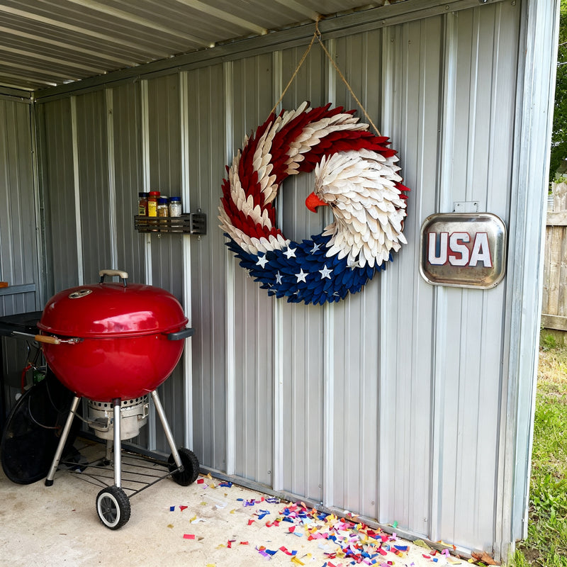 🌟 Patriotic Eagle Wooden Wreath | 4th of July Decor for Christian Homes