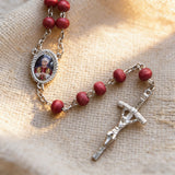 6MM Vatican Leo XIV Red Wood Bead Rosary