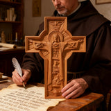 Bgcopper Ascension of Jesus wood carving cross