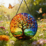 Rainbow Tree of Life Stained Glass Suncatcher: Where Color Meets the Eternal
