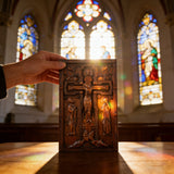 Hand-Carved Crucifix Wood Plaque: A Sacred Tribute to Redemption