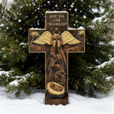 Christmas cross, Nativity cross,Joy to the world wood carving- best Christmas gift