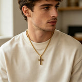 Minimalist Wood & Titanium Steel Cross Necklace – Faith, Warmth & Modern Devotion