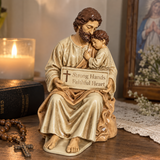 Saint Joseph & Child Jesus Resin Figurine – Strong Hands, Faithful Heart Christian Home Decor
