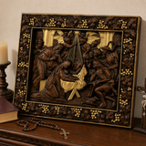 Krippe Holz geschnitzte Plakette, natürliche Buche Massivholz Religiöses Geschenk, Christliches Weihnachts geschenk