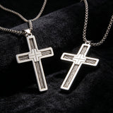 Modern Cable Wire Inlay Cross Pendant Necklace