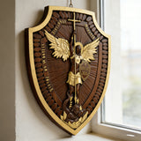 Guardian Michael Wood Carving - Handcrafted Spiritual Shield & Heirloom Gift