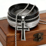 Silver & Black Textured Cross Necklace: A Stylish Fusion of Faith and Edge