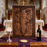 Natural Ash Wood Magician Carved Art: Whimsy Woven in Warm Wood