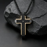 Hammered Two-Tone Stainless Steel Cross Necklace – Strength, Faith & Rugged Elegance