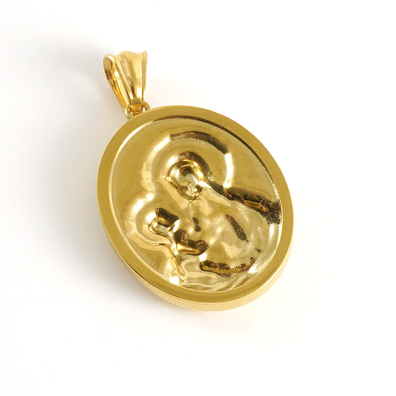 18K Gold Plated Blessed Virgin Mary Madonna and Infant Jesus Necklace