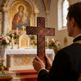 American Flag Cross - Carved in Natural Wood
