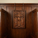 Hand-Carved Crucifix Wood Plaque: A Sacred Tribute to Redemption