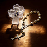 6mm Pearl Rosary Bracelet with Cross Case | Catholic Devotional Jewelry
