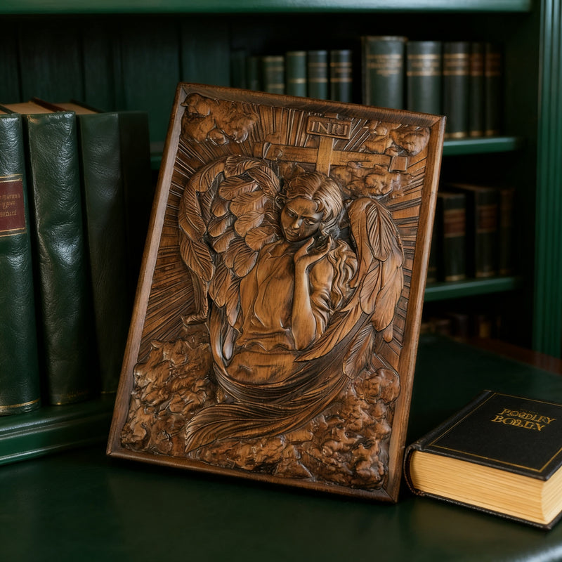 🌟 Archangel Chamuel Wood Carving – Angel of Peaceful Relationships 🌟