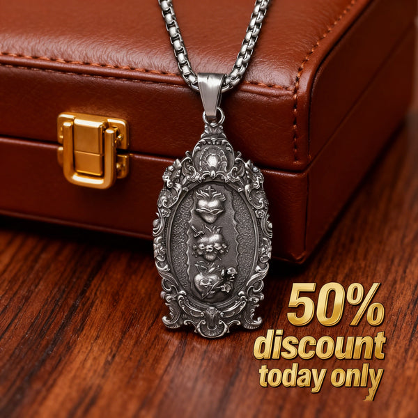 50% Off Today!Holy Family Three Sacred Hearts Necklace - only available at Bgcopper