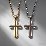 Minimalist Wood & Titanium Steel Cross Necklace – Faith, Warmth & Modern Devotion