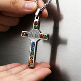 Gemstone St. Benedict Cross Necklace: Wear Protection & Faith With Radiance