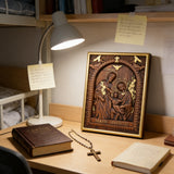 Beechwood Holy Family Wall Hanging: Carving Devotion in Wood, Bringing Sacred Warmth