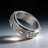 Sun, Moon & Stars Rotating Fidget Ring | Celestial Anxiety Relief Jewelry