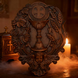 First Communion Christian Wood Carving - Sacrament of the Holy Eucharist Plaque