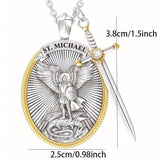 The Protection Amulet of St. Michael Archangel with a Sword Pendant Necklace