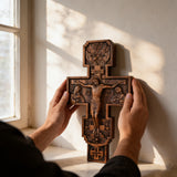 Eastern Orthodox Crucifixion Cross Wall Decor - Faith & Redemption Theme Wooden Carved Wall Hanging