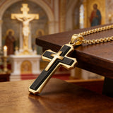 New Stainless Steel Layered Cross Pendant Necklace