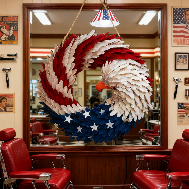 🌟 Patriotic Eagle Wooden Wreath | 4th of July Decor for Christian Homes